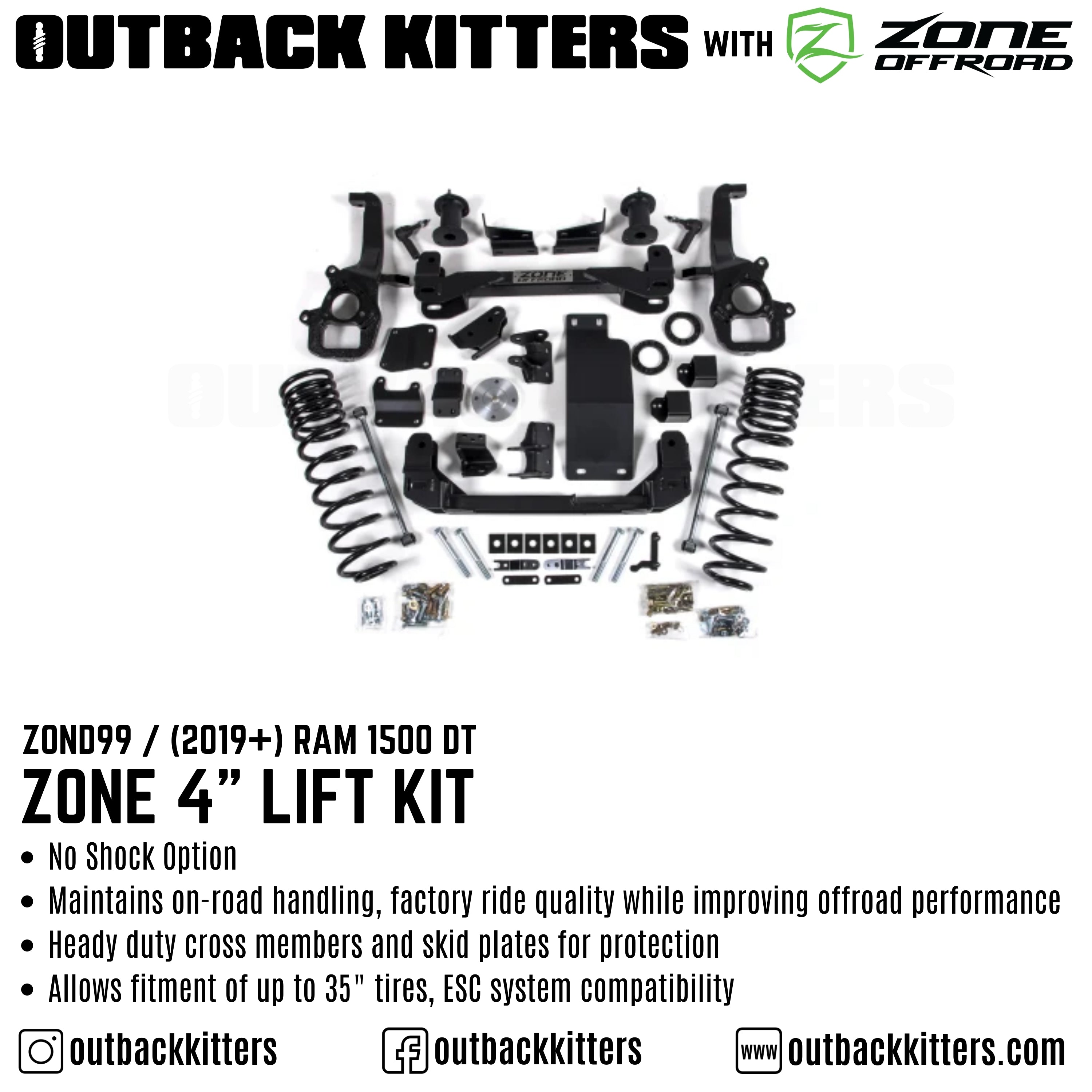 OK with Zone Offroad 4" Lift Kit for 2019+ Ram 1500 DT