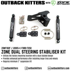 OK with Zone Offroad Dual Steering Stabiliser Kit for 2005+ Ford F250 - Outback Kitters