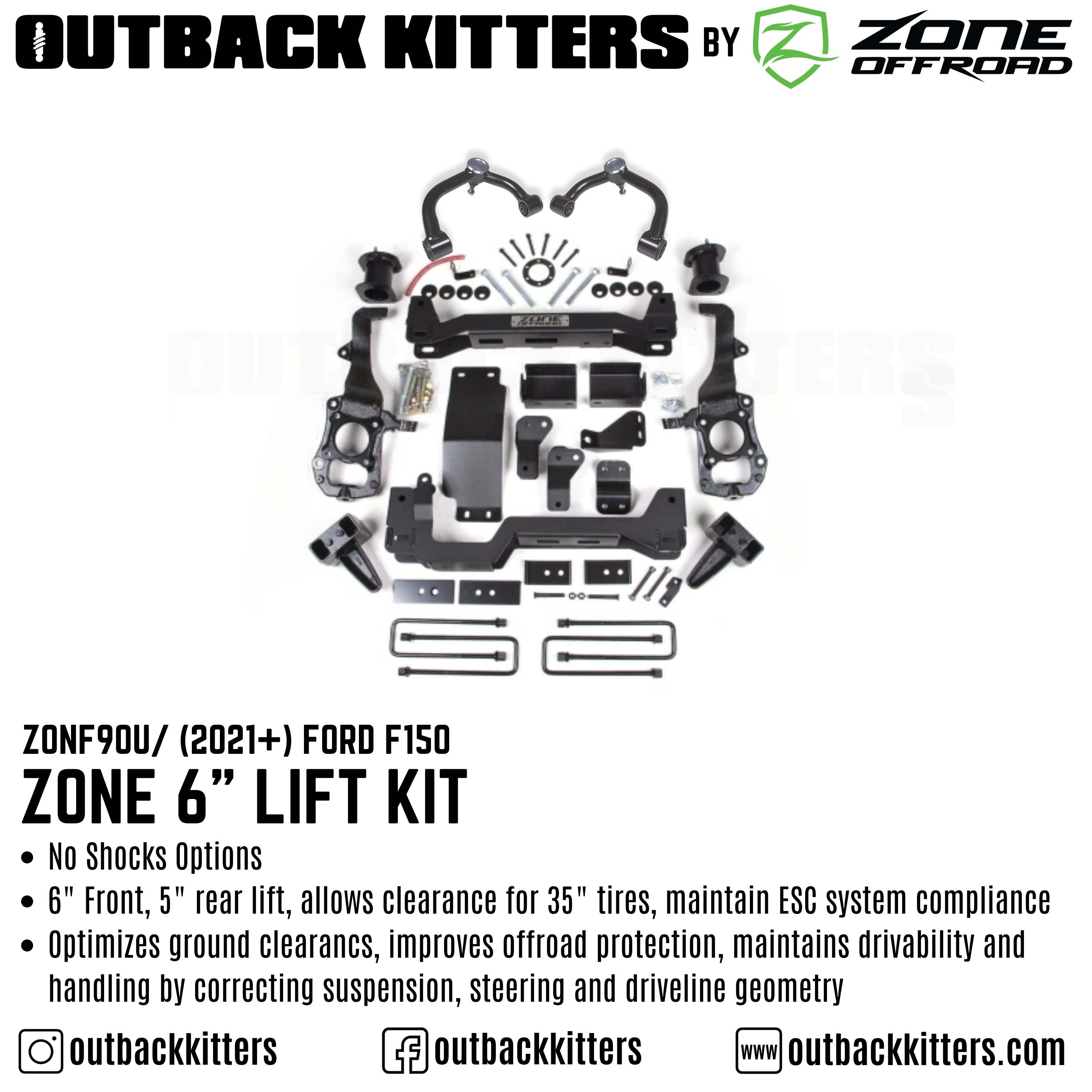 OK by Zone Offroad 6" Levelling Kit for 2021+ Ford F150 - Outback Kitters
