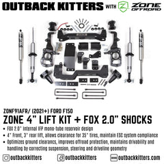 OK with Zone Offroad 4" Levelling Kit for 2021+ Ford F150 - Outback Kitters