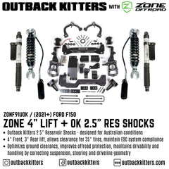 OK with Zone Offroad 4" Levelling Kit for 2021+ Ford F150 - Outback Kitters