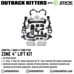 OK with Zone Offroad 4" Levelling Kit for 2021+ Ford F150 - Outback Kitters