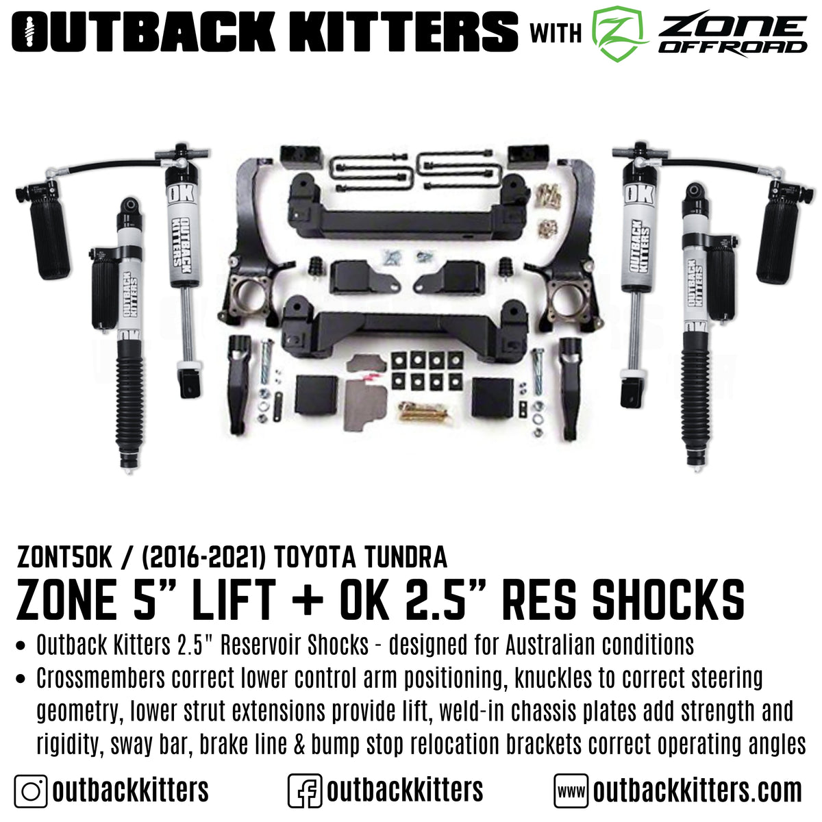 OK with Zone Offroad 5" Lift Kit for 2007-2021 Toyota Tundra