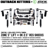 OK by Zone 5" Lift Kit + Outback Kitters 2.5" Reservoir Shocks for  2007-2021 Toyota Tundra - Outback Kitters